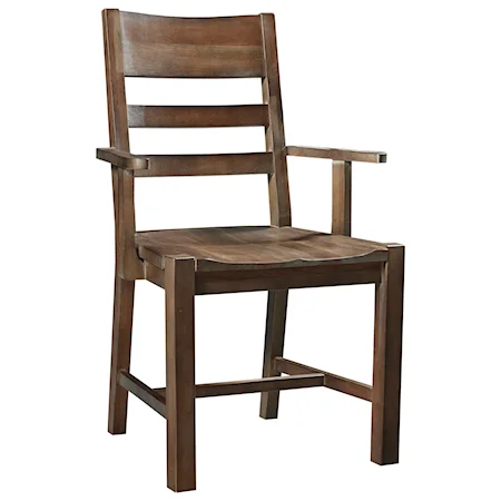 Solid Wood Cherry Horizontal Slat Arm Chair